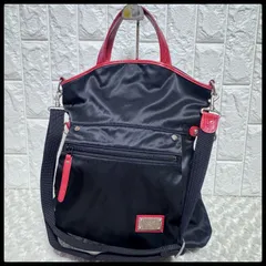 キタムラ2 横浜 2way ショルダーバッグ ナイロン クロコ型押し 黒 赤