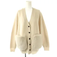 ボールジー BALLSEY トゥモローランド ウールポリエステルミラノリブ ファーポケットニットカーディガン Vネック S ライトベージュ 11-02-24-02206 /CX ■OS