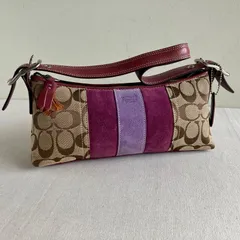 Coach Vintage Hamptons Purple Suede Striped East West Demi Baguette Bag y2k