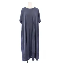 レリアン Leilian ワンピース ひざ丈 半袖 刺繍 17+ 青 KS1901978 /KH