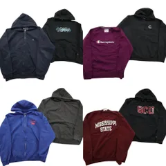 古着卸 まとめ売り チャンピオン Champion スウェット 8枚セット (メンズ XL ) カレッジ風 ジップパーカー 中古 古着 ND5474