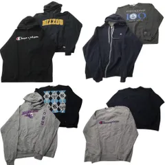 古着卸 まとめ売り チャンピオン Champion スウェット 8枚セット (メンズ XL ) カレッジ風 フーディー 袖プリント フルジップ 中古 ND5511