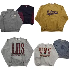 古着卸 まとめ売り カラー スウェット 6枚セット (メンズ M ) ハーフジップ バイカラー ラグラン カレッジ風 中古 古着 ND5550