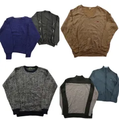 古着卸 まとめ売り セーター MIX 6枚セット (メンズ L ) フルジップ カーディガン クルーネック 中古 古着 ND5707