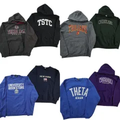 古着卸 まとめ売り カレッジ風 スウェット 8枚セット (メンズ L /XL ) カレッジチーム フーディー 星条旗 アーチロゴ 中古 古着 ND5643