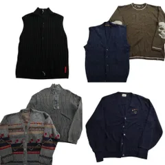 古着卸 まとめ売り セーター MIX 6枚セット (メンズ L ) ベスト カーディガン ワンポイント スカル 中古 古着 ND5727
