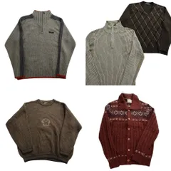 古着卸 まとめ売り セーター MIX 5枚セット (メンズ XL ) ハーフジップ カーディガン リブニット タートルネック 中古 古着 ND5724