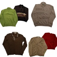 古着卸 まとめ売り セーター MIX 6枚セット (メンズ XL ) ハーフジップ カーディガン ニットポロ リブニット 中古 古着 ND5766