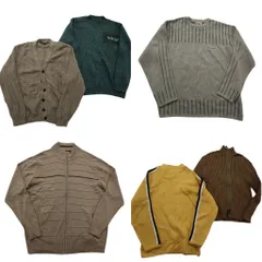 古着卸 まとめ売り セーター MIX 6枚セット (メンズ L ) カーディガン フルジップ クルーネック ニット 中古 古着 ND5765