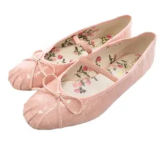 リリーブラウン Lily Brown パンプス バレエシューズ フラットシューズ 24.5cm ピンク クロコ型押し リボン /IU