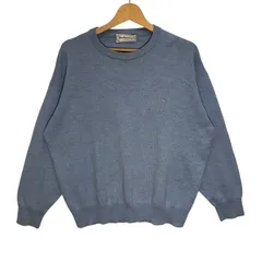 90's vintage 90年代 ヴィンテージ Burberrys OF LONDON バーバリーロンドン ニット セーター 長袖 ワンポイント刺繡 クルーネック 8サイズ ライトブルー