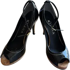  DIANA  ダイアナ パンプス ブラック ハイヒール 靴 中古 ブラック 黒 レディース 日本製 22.5 エナメル【ZK88】