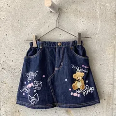 メゾピアノMEZZO PIANO　デニムスカート　くまアップリケ　サイズ140