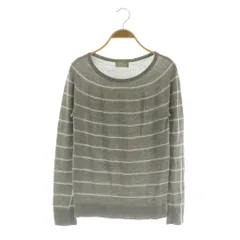 マーガレットハウエル MARGARET HOWELL × ジョンスメドレー John Smedley ボーダークルーネックニット 長袖 ウール 2 グレー /MY ■OS