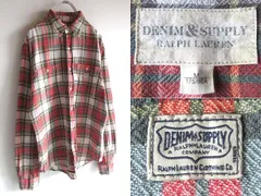 DENIM＆SUPPLY RALPH LAUREN デニム&サプライ ラルフローレン 猫目ボタン ロゴワッペン チェックシャツ ライトネルシャツ ワークシャツ M