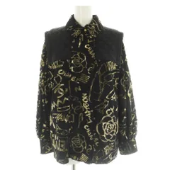 シャネル CHANEL カメリア ココマーク キルティング切替シャツ ブラウス 長袖 前開き 38 黒 ブラック /NR ■OS