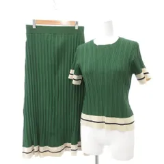 ミラオーウェン Mila Owen ラインリブニットセットアップ 半袖セーター ロングスカート F 緑 グリーン /YJ 
