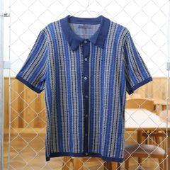 はらぺこ商店「Harapeco」ニットポロ ブルーLサイズ - メルカリ