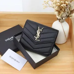 メルカリ市　限定最終セール 定価12万SAINT LAURENT SAINT LAURENT ブラック 二つ折り財布 - メルカリ