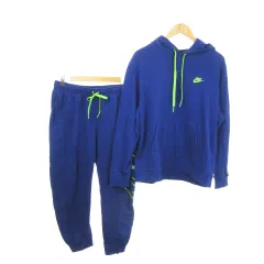 ナイキ NIKE スウェット セットアップ 上下 プルパーカー ジョガーパンツ 切替 ロゴ スポーツ XL 青 ブルー /MN15 ■GY42