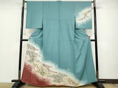 夏物単衣 振袖 正絹263グリーン紅型165cmまで 13号 - メルカリ
