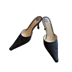  BRUNOMAGLI  ブルーノマリ ミュール  レディース38サイズ 23.5 24.0 ブラック 黒 ハイヒール【ZK88】