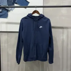 (100) NIKE カジュアル 刺繍 ネイビー フードジップアップ ジャケット