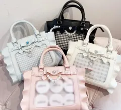 週末SALE❤︎推し活 痛バッグ ホワイト 透明窓付き ハンドバッグ ショルダー付き