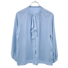 ANAYI アナイ サテンステッチフリルブラウス 102327-13-500-63-380 サックスブルー 38