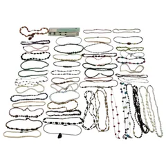 ★ 天然石 ネックレス 50本 まとめて アクセサリー まとめ商品 天然素材 カラーストーン ビーズ 貝 他 金具 シルバー含む 現状品