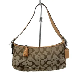 COACH(コーチ) ハンドバッグ シグネチャーソフトデミポーチ 8K01 カーキ×ブラウン ミニバッグ レザー