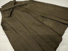 ゆりのはな 夏の男袴 夏物 馬乗り 股あり 縞 紐下:88.8㎝ 正絹 F002 