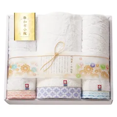 【ギフト】[タオル類]今治タオル 和布小紋 バスタオル&フェイスタオル2P パープル