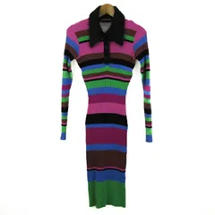 アンダースンベル ロングワンピース トップス 長袖 リブニット ボーダー柄 レディース Sサイズ ピンク×黒 Andersson Bell 【中古】