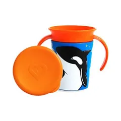 munchkin マンチキン ミラクルカップ ワイルドラブ シャチ 6ヶ月から こぼれない プラスチック 子供 ベビーマグ コップ飲み練習 FD