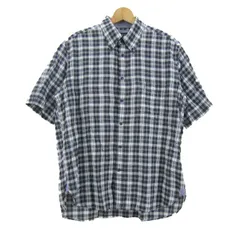 ポロ 半袖シャツ トップス チェック柄 ボタンダウン 大きいサイズ メンズ LLサイズ 黒×グレー×白 POLO 【中古】