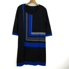 アイシービー ニットワンピース トップス 長袖 ウール レディース Lサイズ 黒×青×グレー iCB 【中古】