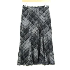 インディヴィ ロングスカート ボトムス フレア チェック柄 日本製 レディース 38サイズ 黒×グレー INDIVI 【中古】