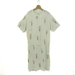 ジェラートピケ ワンピース トップス 半袖 アイスクリーム柄 ルームウエア レディース Fサイズ クリーム gelato pique 【中古】