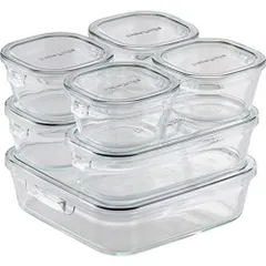 iwaki(イワキ) 耐熱ガラス 保存容器 クールグレー システムセット パック&レンジ PC-PRN7GY2