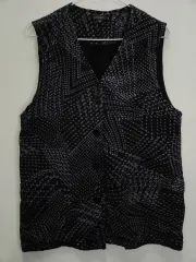 ヴィンテージ Y2K 幾何学エスニック ベスト フリース裏地