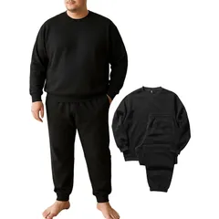 [Nutopia] スウェット メンズ 裏起毛 上下セット パジャマ 秋冬 ((上下セット×1点) 5L/ブラック)