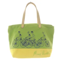 マリークワント MARY QUANT サイクリングキャンバストートバッグ ハンドバッグ ロゴ 黄色 イエロー 緑