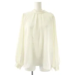 グリーンレーベルリラクシング ユナイテッドアローズ green label relaxing スタンドネックギャザーサテンブラウス 長袖 オフホワイト /DO ■OS