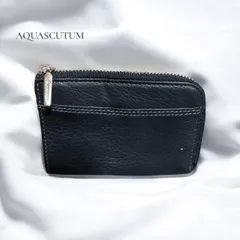 Aquascutum　アクアスキュータム レザー　コインケース 黒 ブラック　ミニ財布 コンパクト　メンズ　レディース