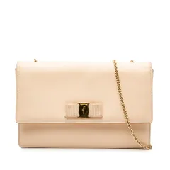 サルヴァトーレフェラガモ ヴァラリボン チェーン ショルダーバッグ ピンク レザー レディース Salvatore Ferragamo【1-0252232】