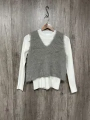 DRESKIP ドレスキップ 2点セット フェザーニット リブニット ビスチェ sizeS/白ｘグレー ◆■ レディース