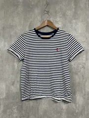 POLO RALPH LAUREN ポロ ラルフローレン ボーダー ワンポイントロゴ 刺繍 Tシャツ sizeL/白ｘ紺 ■◆ メンズ