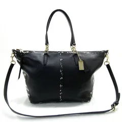◆状態良好◆COACH【コーチ】2WAYトートバッグ ブラック×ホワイト×パイソン柄 レザー 27984　M583