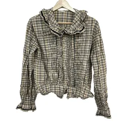 PINK HOUSE(ピンクハウス) 長袖シャツブラウス レディース美品  - アイボリー×黒×マルチ フリル